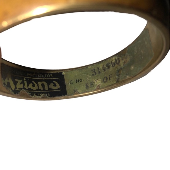 Vintage handmade for  Aziono Wide Bangle Bracelet Brass & Horn serial no - Picture 3 of 16